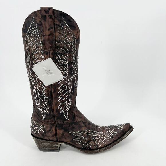 NWOB Old Gringo Brown Swarovski Crystal Eagle Western Cowgirl Boot size 7.5 - Picture 2 of 12